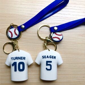 Two (2) Dodgers #5 Corey Seager & #10 Turner 3D Keychains